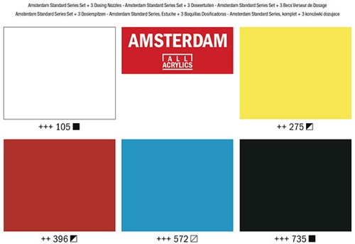 Amsterdam acryl primair set 5 x120ml + 3 doseertuitjes -3