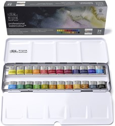 Winsor & Newton artists watercolour lichtgewicht metalbox 24 halve napjes