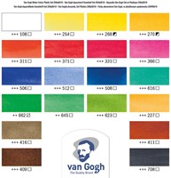 Van Gogh aquarelverf kunststof set 18 halve napjes, 2 tubes en penseel-2