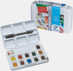 Van Gogh aquarelverf pocket box 12 halve napjes