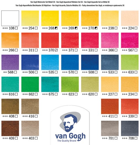 Van Gogh aquarelverf metalen set 36 halve napjes-2