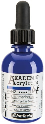 Schmincke Akademie acryl inkt kobaltblauw donker - flacon 50 ml.