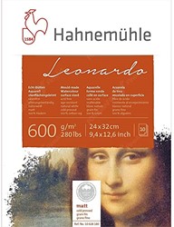 Leonardo aquarelblok 600 grs. ruw 30x40 cm.  10 vel