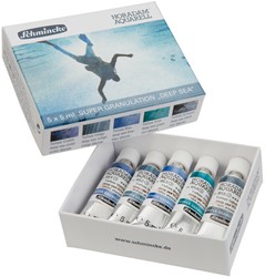 Schmincke Horadam aquarel super granulatie set 'deep sea' 5 x 5 ml.