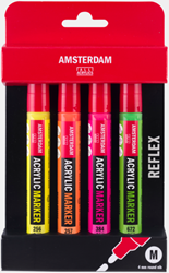 Amsterdam marker set 4 x 4 mm. reflex kleuren