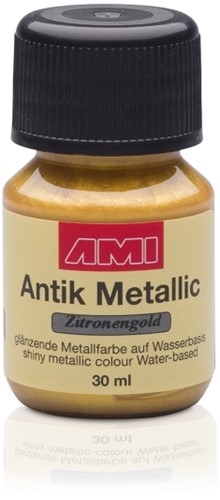 Antiek metallic verf - citroen goud - flacon 30 ml. 