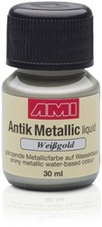 Antiek metallic verf - wit goud - flacon 30 ml. 