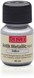 Antiek metallic verf - zilver - flacon 30 ml. 
