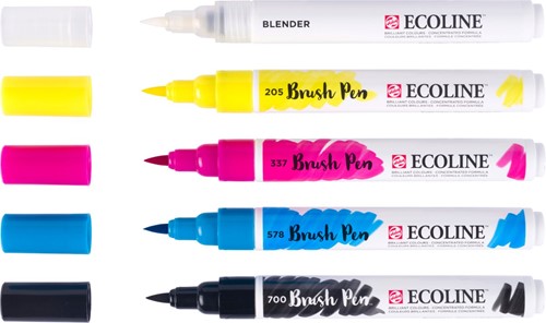 Ecoline brushpen set 5 primaire kleuren-2
