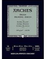 Arches dessin schetsblok 180 grs. extra wit 16 vel -  23x31 cm.