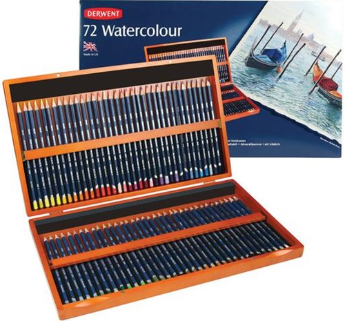 Derwent Aquarelpotloden houten kist 72