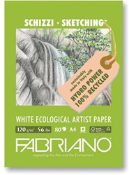 Fabriano wit ecologisch tekenpapier blok 120 grams 80 vel A4