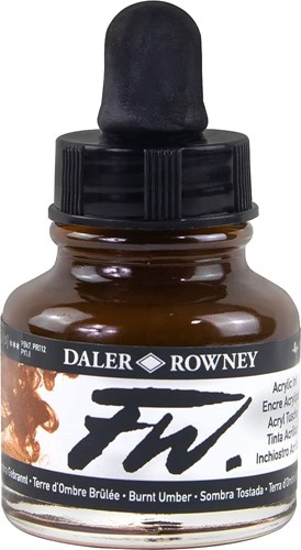 Daler Rowney FW acrylic inkt - burnt umber - flacon 29.5 ml