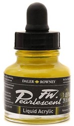 Daler Rowney FW parelmoer acryl inkt - hot cool yellow - flacon 29,5 ml