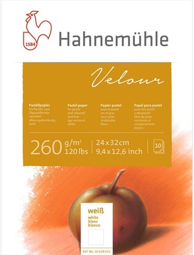 Hahnemuhle pastelveloursbloks 260 gr. 10 vel wit 24x32 cm