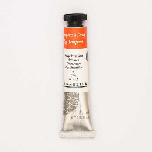 sennelier ei-tempera vermiljoenrood - tube 21 ml.