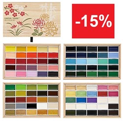 Japanse aquarelverf Gansai houten kist 100 napjes - per stuk