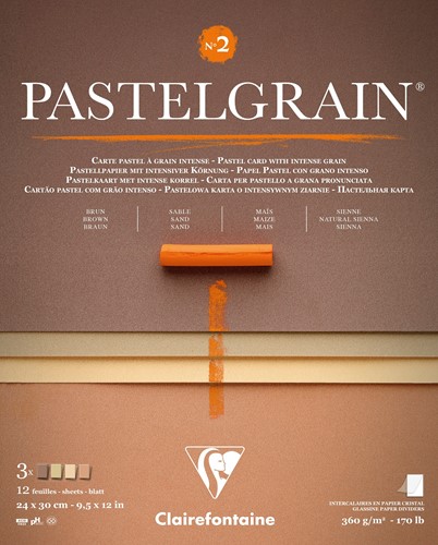 Pastelgrain blok natuurtinten assortie 360 grs. 12 vel 24x30 cm.