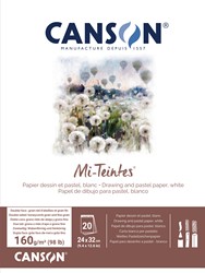 Canson mi-teintes blok - wit 24x32 cm. - 20 vel