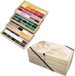 Japanse aquarelverf Gansai Tambi houten kist 100 napjes