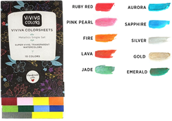 Viviva aquarel coloursheets - metallics set 10 kleuren