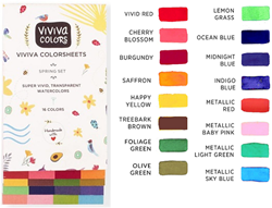 Viviva aquarel coloursheets - spring set 16 kleuren